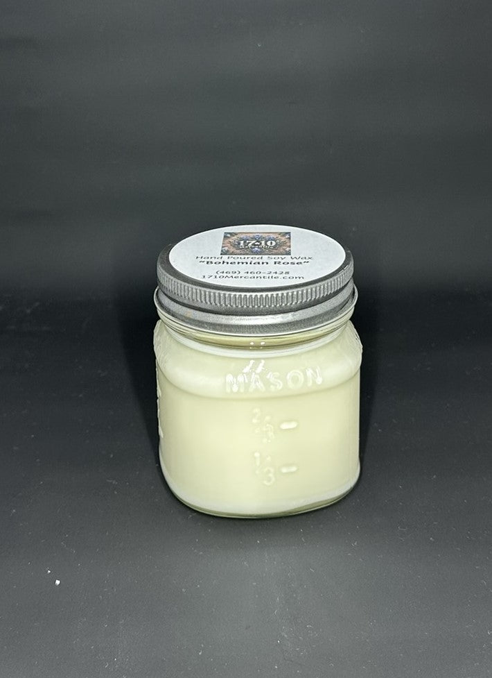 Bohemian Rose Soy Candle – Wild Rose, Sandalwood & Amber Scent | Hand-Poured Mason Jar Candle | Romantic Earthy Floral Home Fragrance