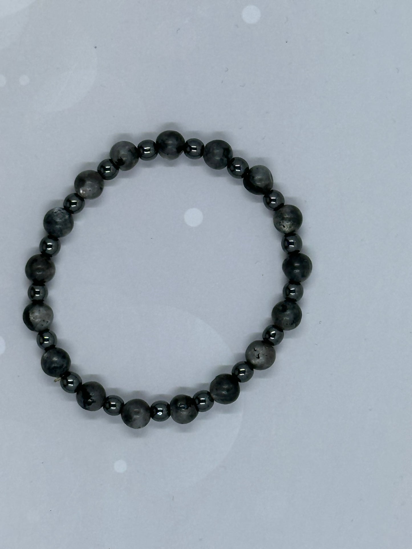 Black Labradorite(6mm) & Hematite Beaded Bracelet – Handmade Healing Stone Jewelry