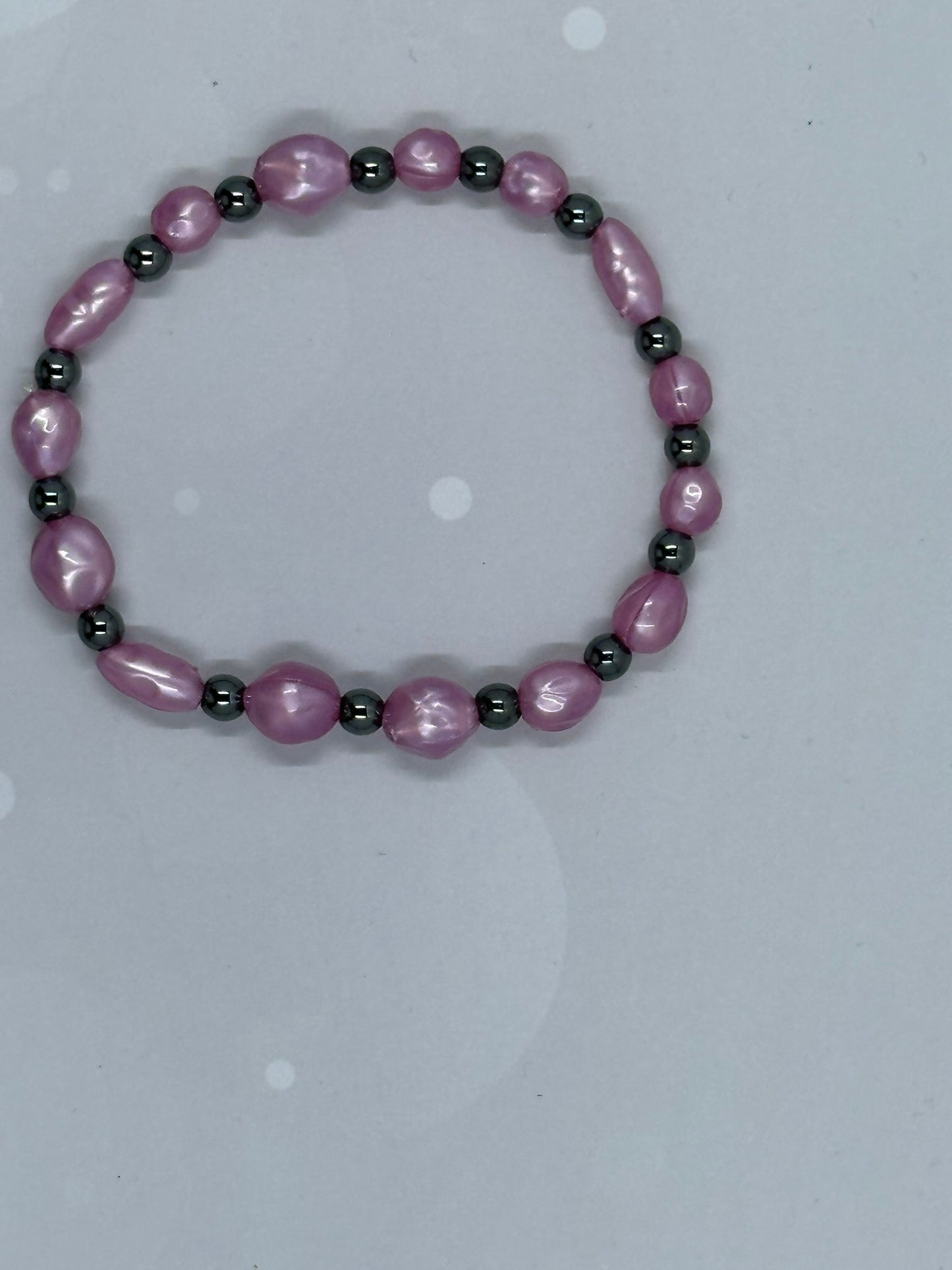 Pink Shell & Hematite Bracelet – Feminine Healing Energy Jewelry