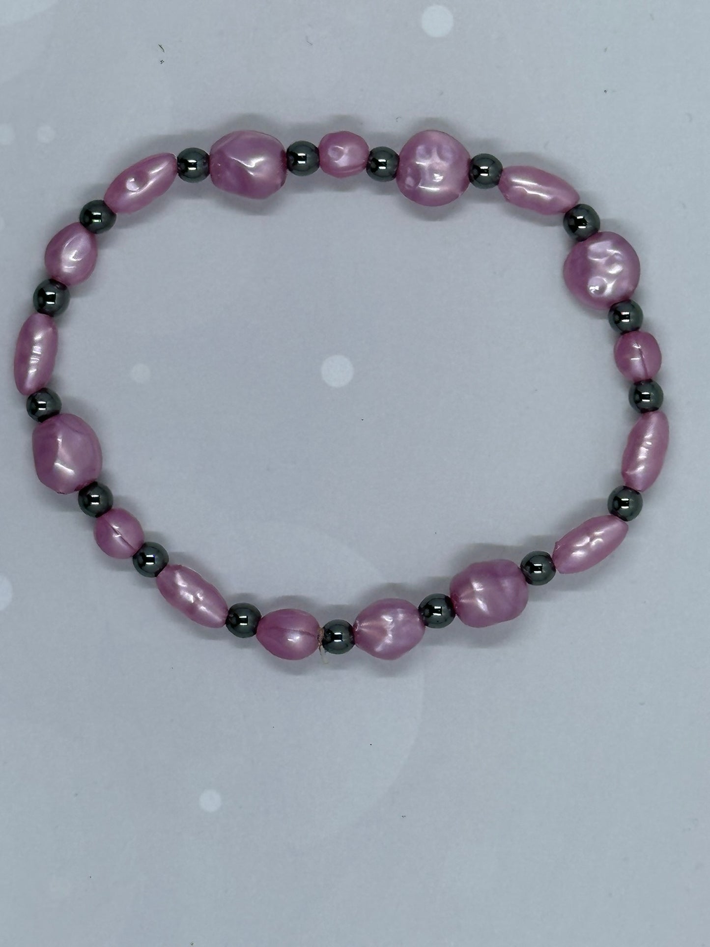 Pink Shell & Hematite Bracelet – Feminine Healing Energy Jewelry
