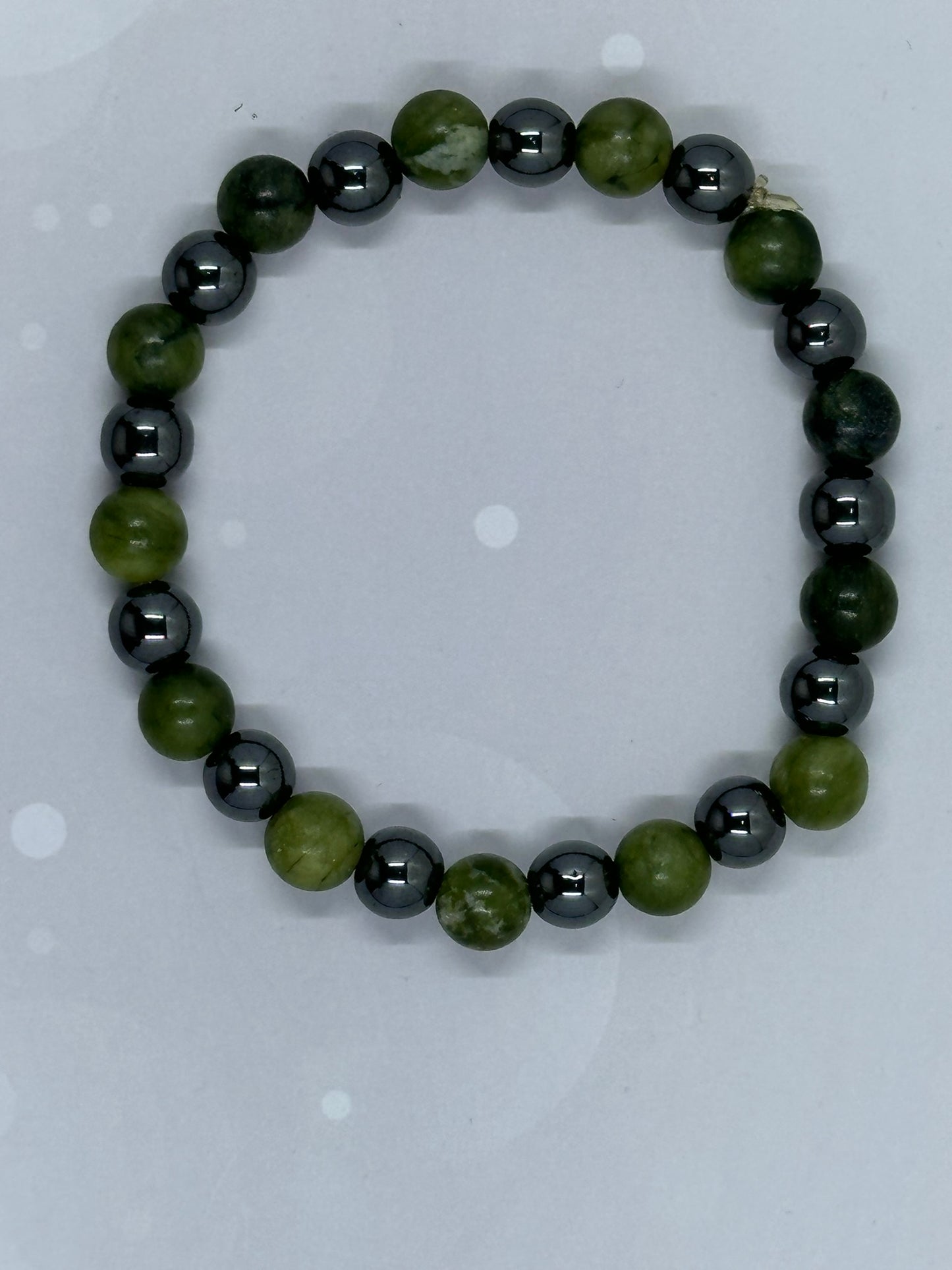 Green Jade & Hematite Bracelet – Natural Stone Healing Energy Jewelry
