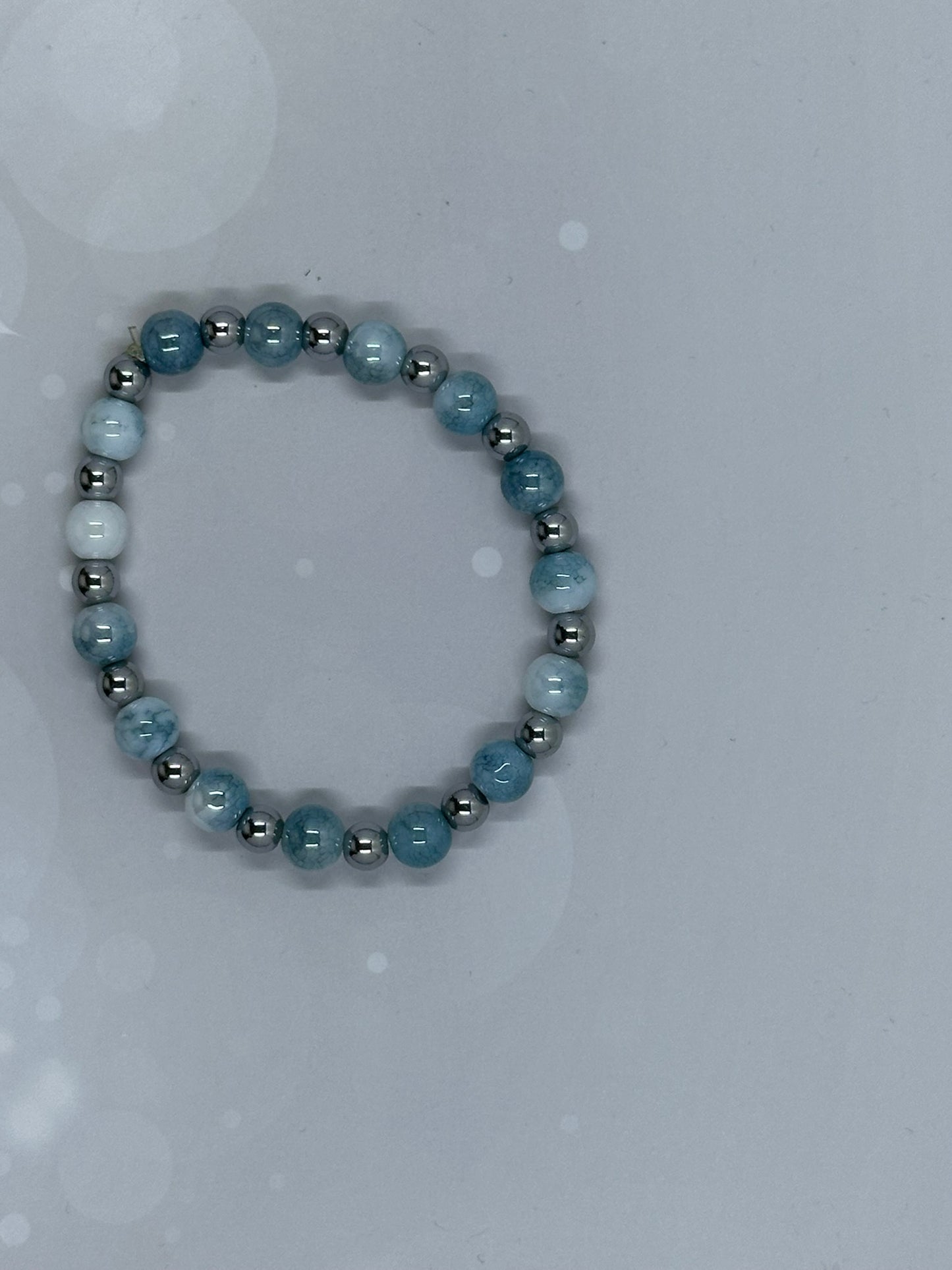 Blue Crackle Agate & Hematite Bracelet – Tranquility & Grounding