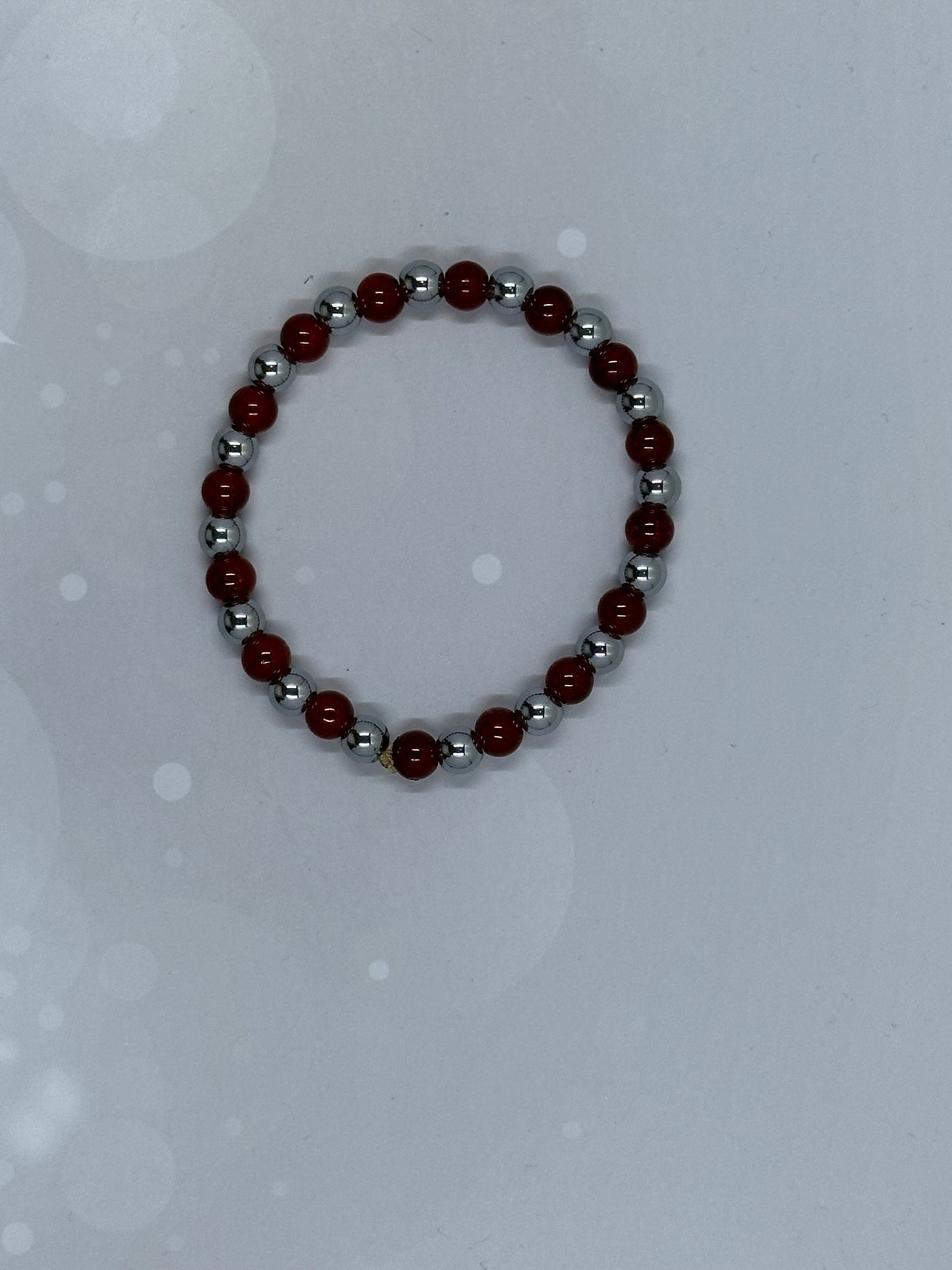 Red Jasper (6mm) & Silver Hematite Bracelet – Courage, Strength & Vitality