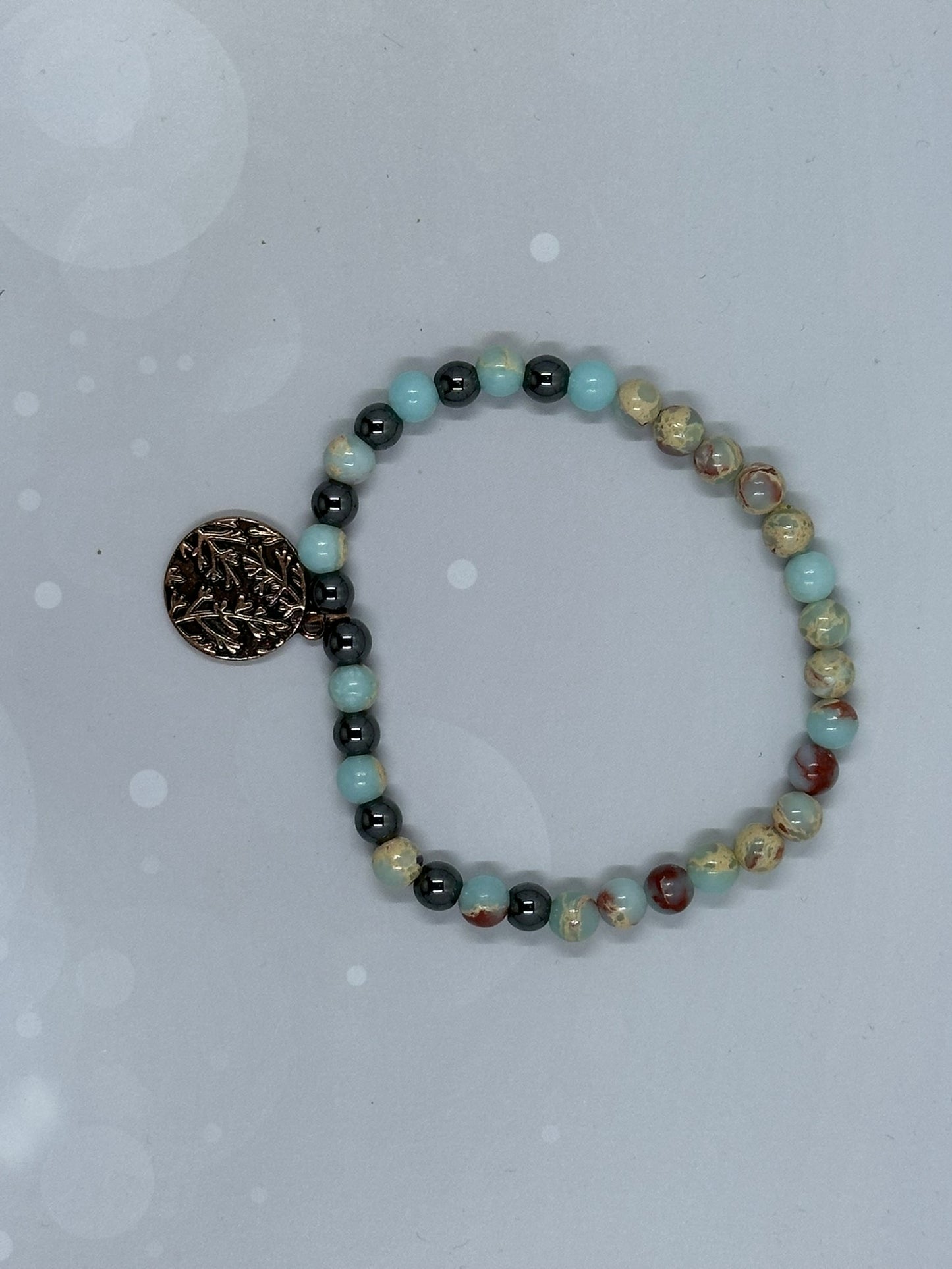Handmade Amazonite (6mm) & Hematite Bracelet with Tree of Life Charm – Harmony & Strength