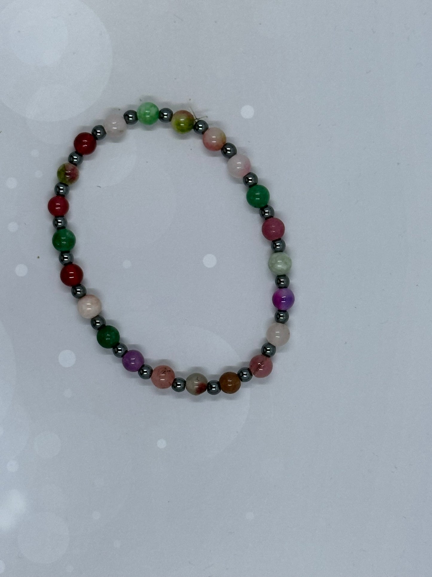 Rainbow Quartz (6mm) & Hematite (2mm) Bracelet – Colorful Energy Healing Crystal Jewelry