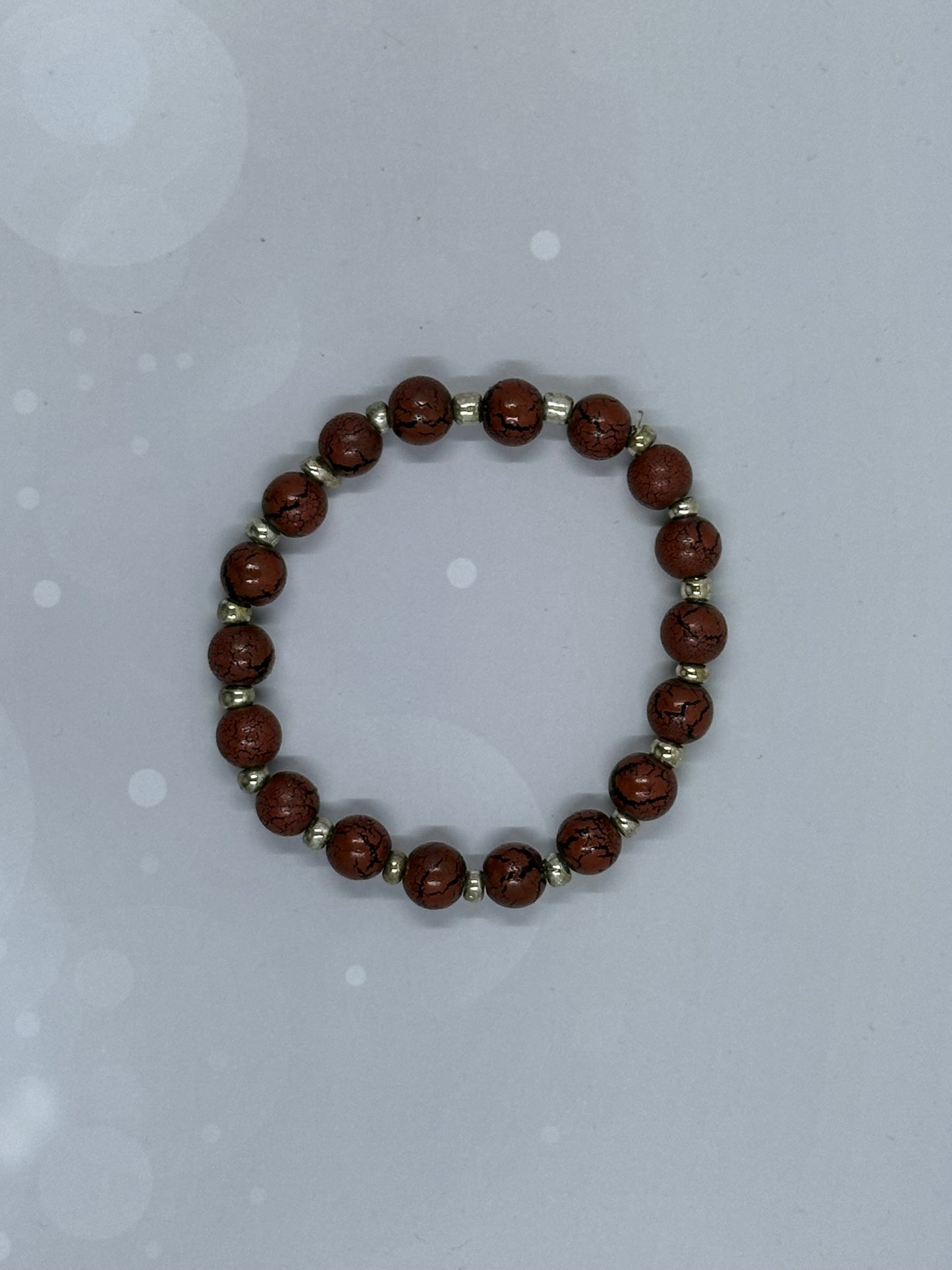 Handmade Red Jasper (8mm) Beaded Bracelet with Silver Accents – Grounding Energy Jewelry