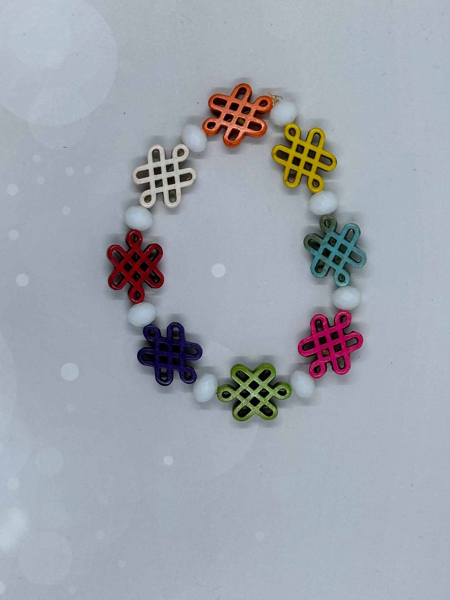 Multicolor Endless Knot Beaded Bracelet with White Accents