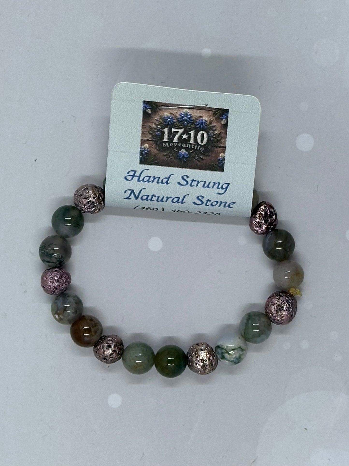 Agate (8mm) & Metallic Lava Stone Bracelet – Handmade Healing Jewelry