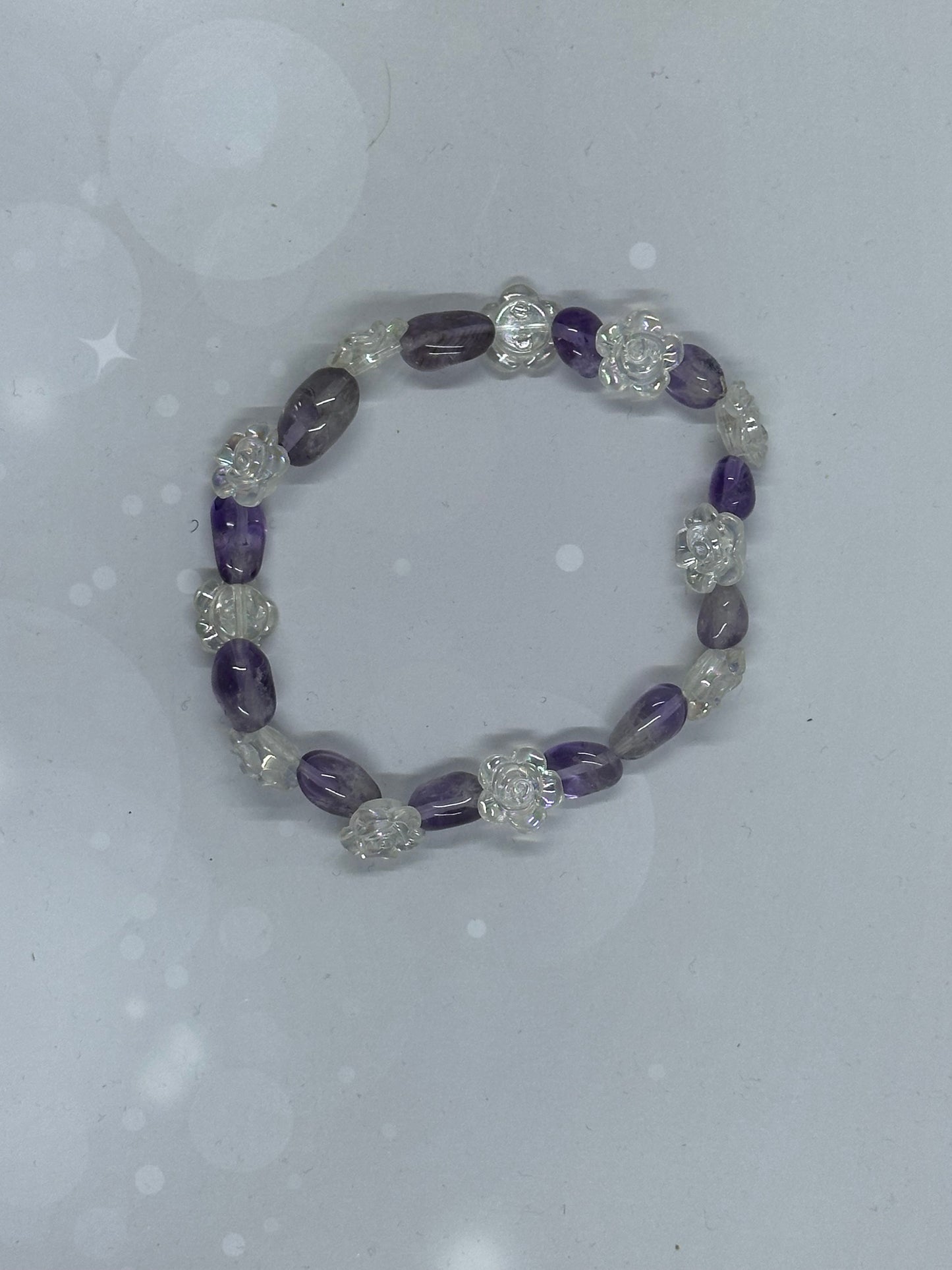 Small Crystal Rose & Amethyst Bracelet – Love, Clarity & Peace
