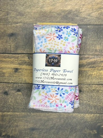 Reusable Paperless Paper Towels – Pastel Flowers & Yellow | Eco-Friendly Cloth Towels