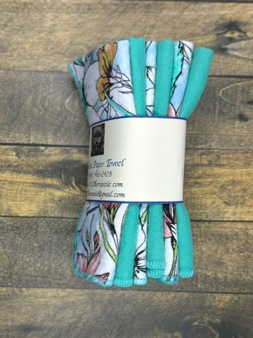Reusable Paperless Paper Towels – Eco-Friendly Cloth Towels | Floral & Solid Teal | Sustainable Kitchen Essentials by 1710 Mercantile (Copy)