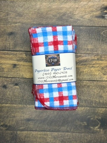 Patriotic Reusable Paper Towels – Eco-Friendly Red, White & Blue Kitchen Cloths | 17:10 Mercantile