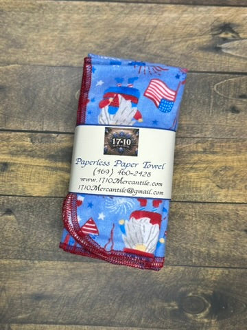 Patriotic Reusable Paper Towels – Eco-Friendly Red, White & Blue Kitchen Cloths | 17:10 Mercantile