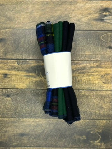 Reusable Paperless Paper Towels – Blue Plaid, Black & Solid Green Cotton Flannel Set | Eco-Friendly Unpaper Towels