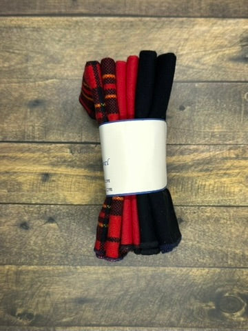 Reusable Paperless Paper Towels – Red Plaid, Black & Solid Red Cotton Flannel Set | Eco-Friendly Unpaper Towels