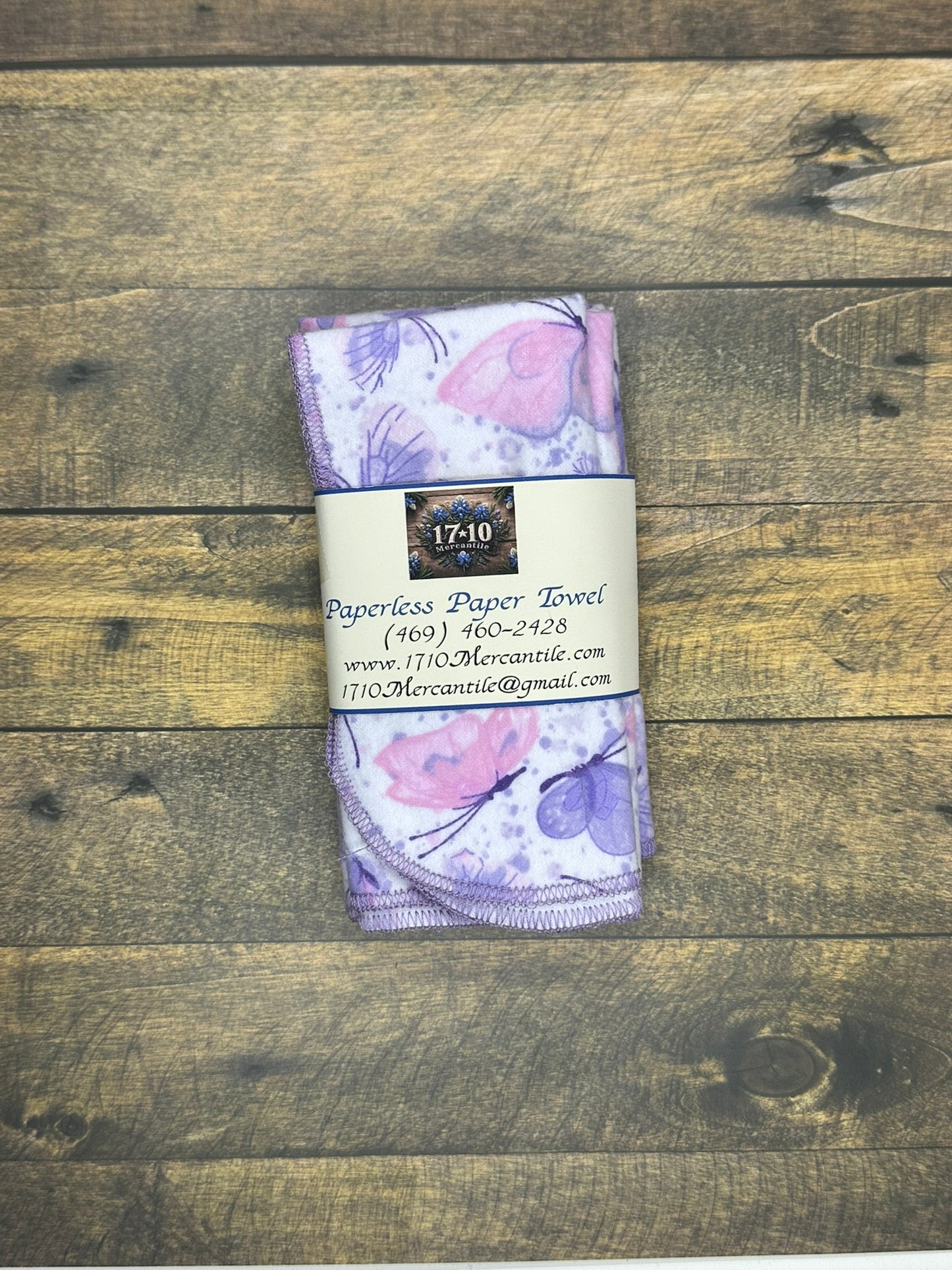 Reusable Paperless Paper Towels – Eco-Friendly Cloth Towels | Purple Check & Butterfly Prints | Sustainable Kitchen Essentials by 1710 Mercantile