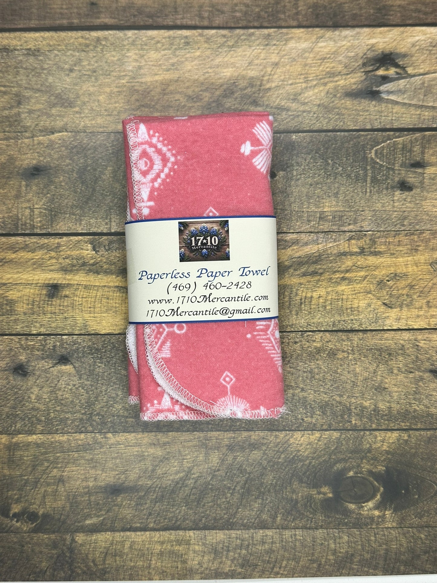 Reusable Paperless Paper Towels – Peach with White Print Cotton Flannel Set | Eco-Friendly Unpaper Towels