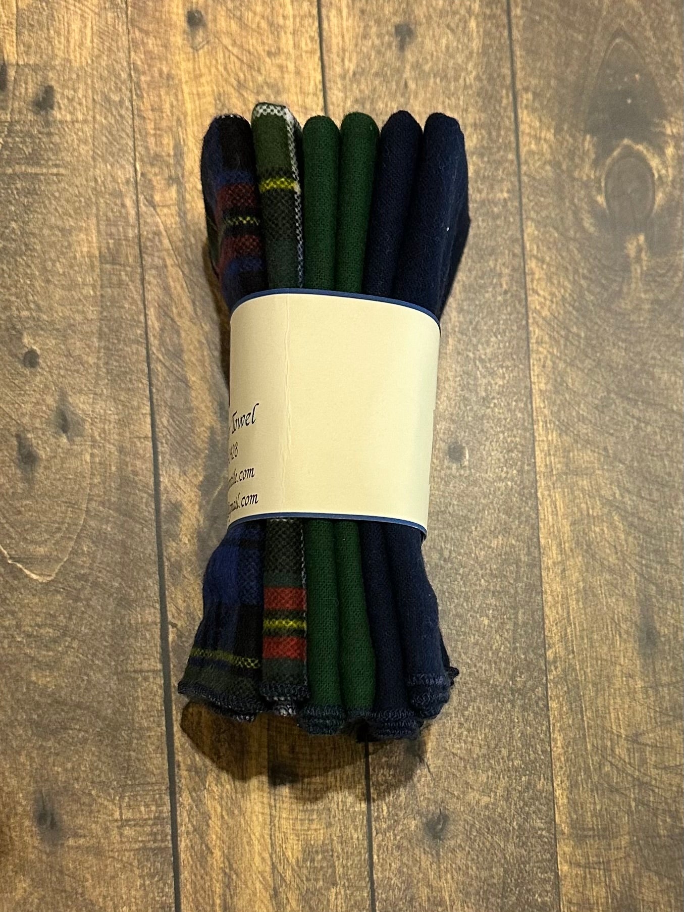 Reusable Paperless Paper Towels – Blue Plaid, Black & Solid Green Cotton Flannel Set | Eco-Friendly Unpaper Towels