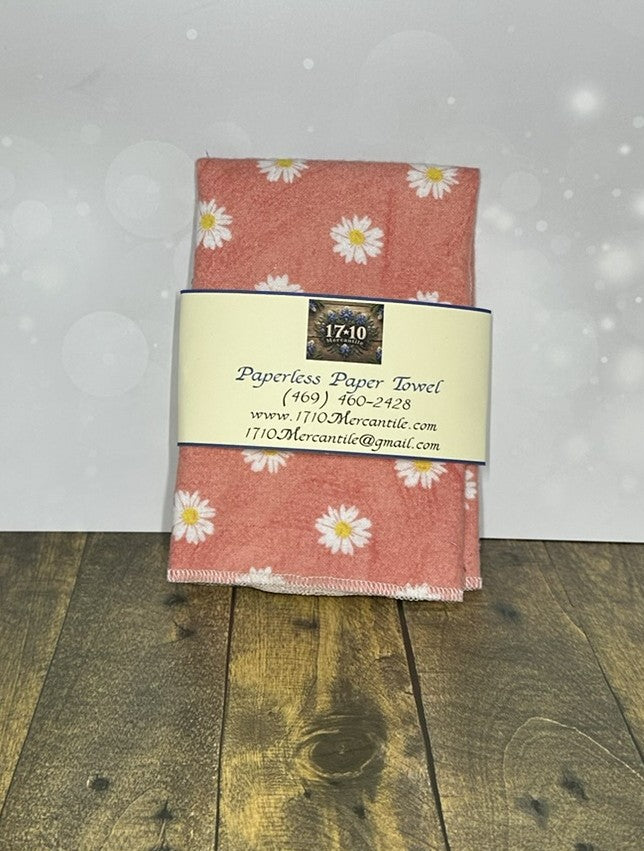 Paperless Paper Towels ~ Peach with White Daisy
