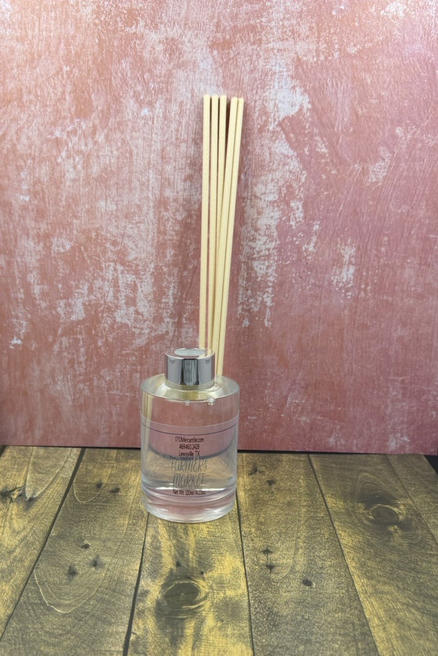 Farmers Market Reed Diffuser – Fresh Citrus & Herb Scent | 120ml (4oz) Round Glass Bottle with Silver Cap
