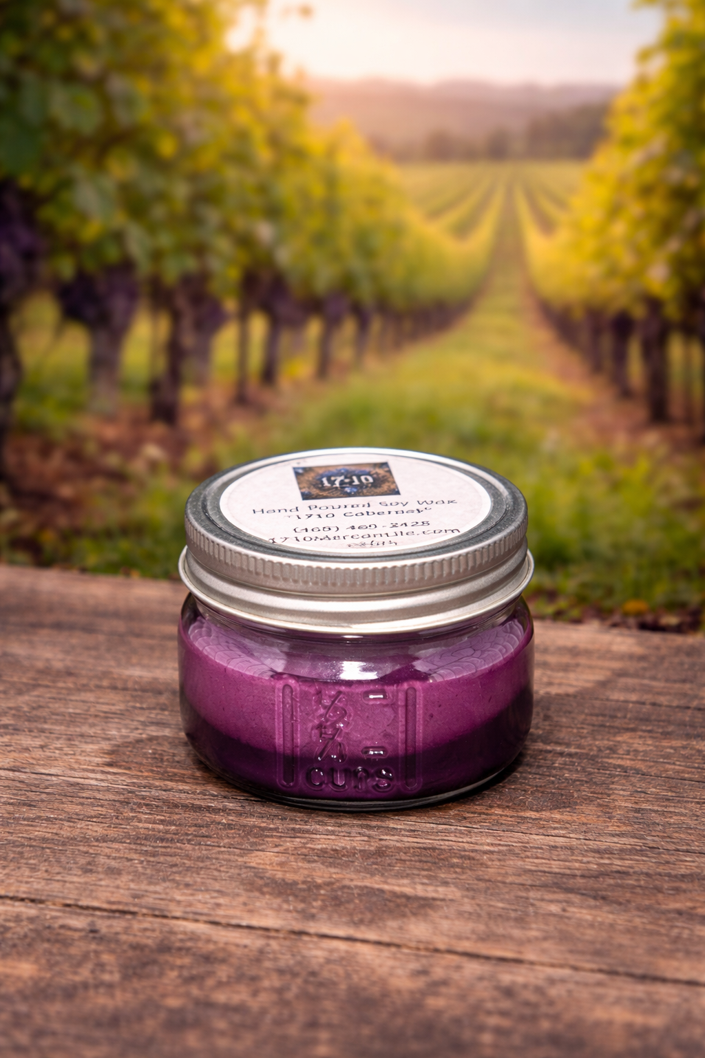 1710 Cabernet Soy Candle – Red Wine, Oak & Dark Berry Scent | Hand-Poured Mason Jar Candle