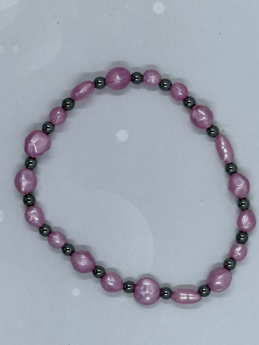 Pink Shell & Hematite Bracelet – Feminine Healing Energy Jewelry