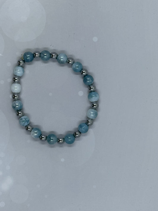 Blue Crackle Agate & Hematite Bracelet – Tranquility & Grounding