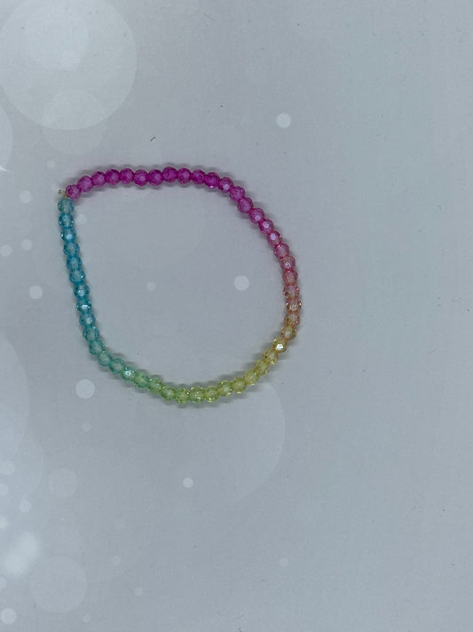 Rainbow Crystal Beaded Bracelet – Colorful Stretch Jewelry