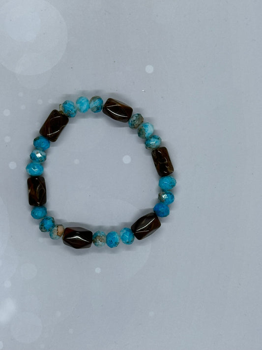Tiger’s Eye & Faux Turquoise Beaded Bracelet – Natural Balance