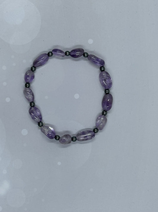 Handmade Amethyst & Hematite Bracelet – Calm & Balance