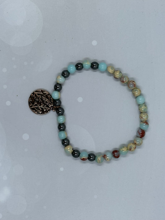 Handmade Amazonite (6mm) & Hematite Bracelet with Tree of Life Charm – Harmony & Strength