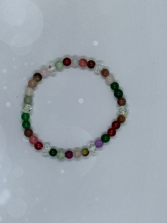 Rainbow Quartz (6mm) & Crystal Accent Bracelet – Uplifting Healing Stone Jewelry