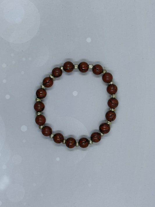 Handmade Red Jasper (8mm) Beaded Bracelet with Silver Accents – Grounding Energy Jewelry