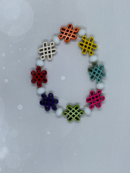 Multicolor Endless Knot Beaded Bracelet with White Accents