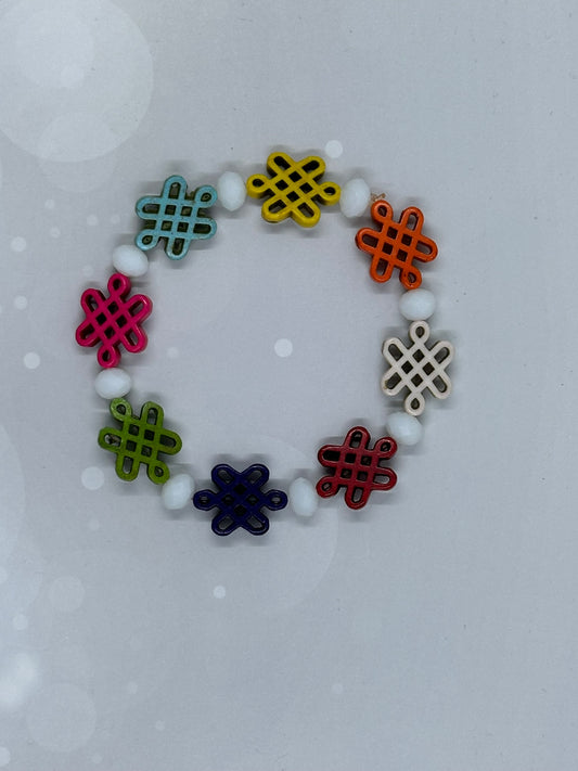 Multicolor Endless Knot Bracelet with White Beads – Stretch Fit