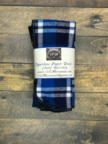 Blue Plaid Reusable Paperless Towels – Eco-Friendly Cotton Kitchen Cloths | Washable, Zero Waste, Sustainable Paper Towel Alternative