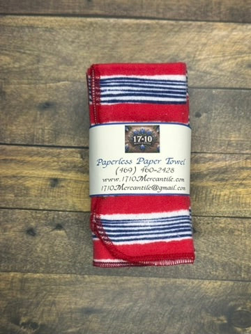 Patriotic Reusable Paper Towels – Eco-Friendly Red, White & Blue Kitchen Cloths | 17:10 Mercantile