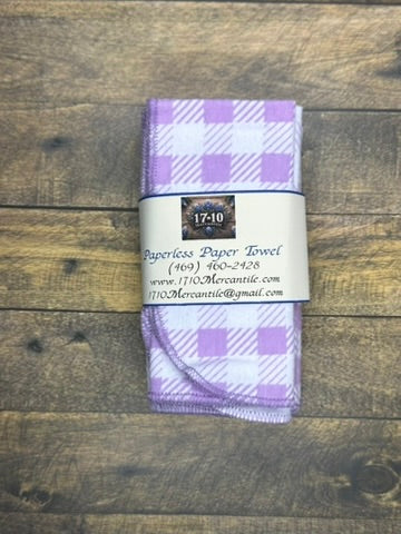 Reusable Paperless Paper Towels – Eco-Friendly Cloth Towels | Purple Check & Butterfly Prints | Sustainable Kitchen Essentials by 1710 Mercantile