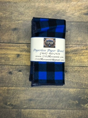 Blue Buffalo Plaid Reusable Paperless Towels – Eco-Friendly Cotton Kitchen Cloths | Washable & Sustainable Zero Waste Alternative