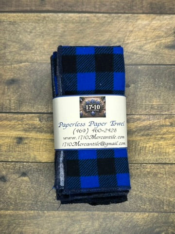 Blue Buffalo Plaid Reusable Paperless Towels – Eco-Friendly Cotton Kitchen Cloths | Washable & Sustainable Zero Waste Alternative
