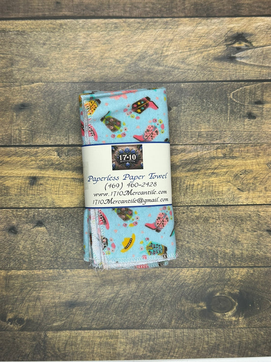 Reusable Paperless Paper Towels – Cowboy Boots & Hats Cotton Flannel Set | Eco-Friendly Unpaper Towels (Copy)