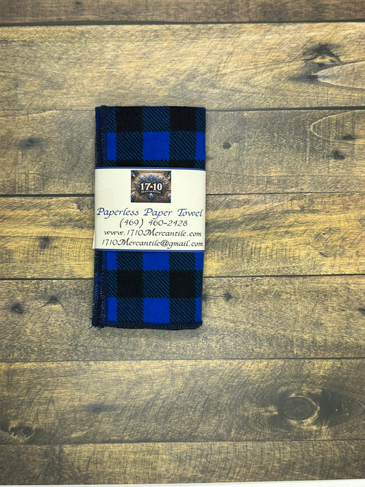 Blue Buffalo Plaid Reusable Paperless Towels – Eco-Friendly Cotton Kitchen Cloths | Washable & Sustainable Zero Waste Alternative