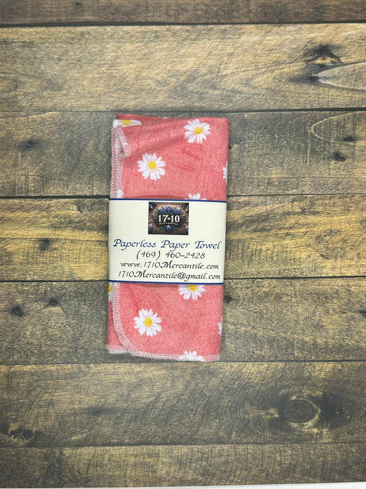 Reusable Paperless Paper Towels – Eco-Friendly Daisy Print Cloth Towels